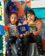 Two students reading next to each other.